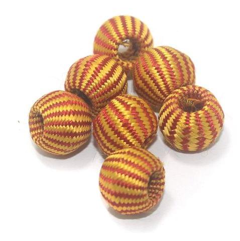 25 Pcs Crochet Round Beads Yellow & Red 16x13 mm