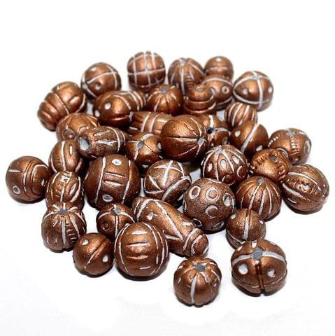 50 Clay Beads Assorted Copper 12-30mm