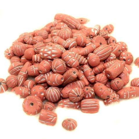 50 Clay Beads Assorted Pink 12-30mm