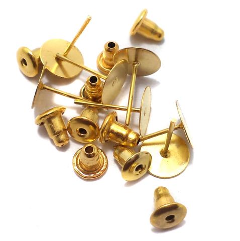 50 Earring Posts Golden