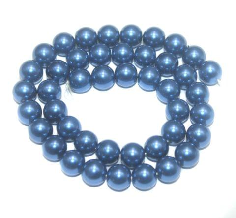 Faux Pearl Round Beads Blue 10mm, Pack of 1 Strings