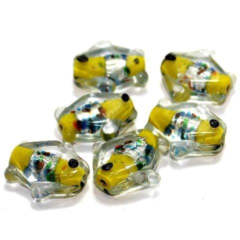 20 Silver Foil Fish Beads Yellow 20mm