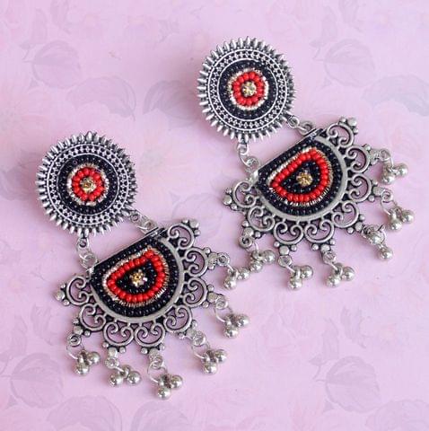 Black German Silver Afghani Earrings