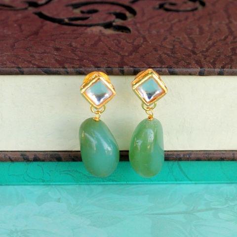 Green Kundan Onyx Stone Earring
