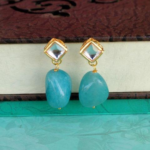 Turquoise Kundan Onyx Stone Earring