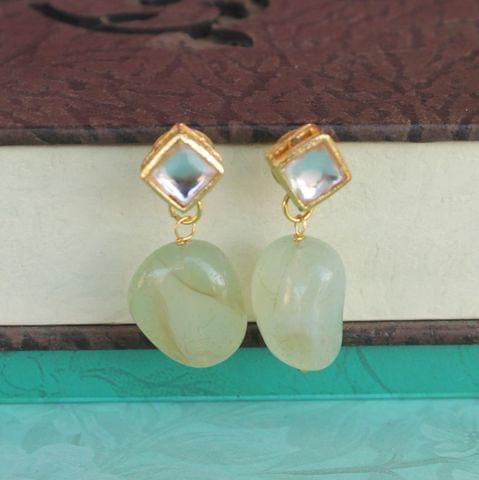 Sea Green Kundan Onyx Stone Earring