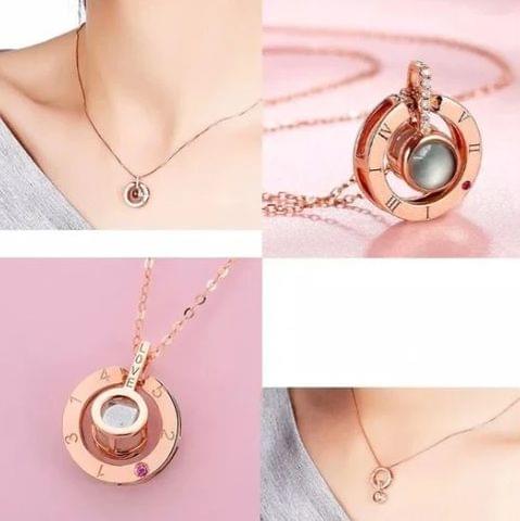 I Love You in 100 Languages Necklace Rose Gold
