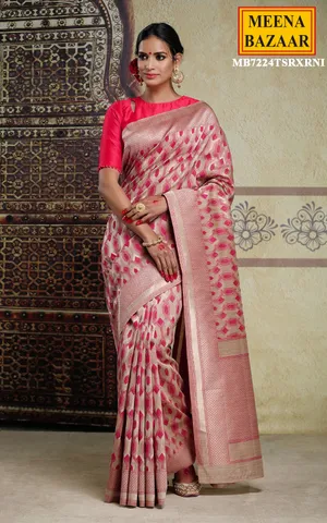 Magenta Pink Silk Saree with Geometrical Motif