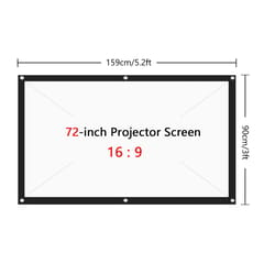 72 inch Projection Screen Portable Foldable Projection