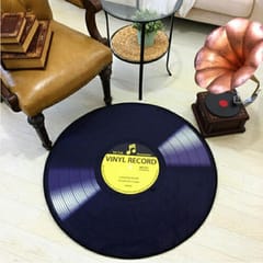 Creative Retro 3D DVR Record Carpet Round CD Floor Mat Home Decor Living Room Kid Bedroom Decoration  Rug, Diameter 60cm (Yellow)