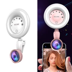 RK32 Beauty 52-LED Touch Sensor APP Control Selfie Clip Flash Fill Light with HD 4K Wide Angle / 20X Macro Lens, For Live Broadcast, Live Stream, Beauty Selfie, etc (White)