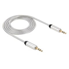 3.5mm Male to Male Plug Jack Stereo Color Mesh Audio AUX Cable for iPhone, iPad, Samsung, MP3, MP4, Sound Card, TV, radio-recorder, etc  Cable Length: about 1m (Silver)
