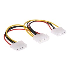 4 Pin IDE Molex Male to 2 x 4 Pin Female Power Supply Y Splitter Extension Cable, Length: 14cm