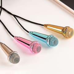 Portable 3.5mm Wired Mini Microphone Stereo Mic for Chatting Sing Rose Red