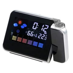 LED Projection Alarm Clock Temperature Desk Time Date Projector USB Charger Black