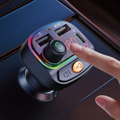 Car Charger USB C BT FM Charger Colorful Backlit Hands-free