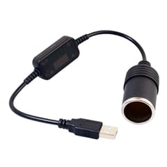 Car Converter Adapter Wired Controller USB to Cigarette Lighter Socket 5V to 12V Boost Power Adapter Cable (Black)