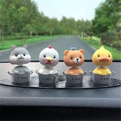 4 In 1 Cute Animal Group Cactus Small Potted Spring Car Decoration, Size:S, Color:Animals Park