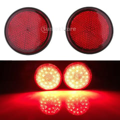 2 Pieces Round Reflectors Universal for Motorcycle ATV Dirt Bike Red