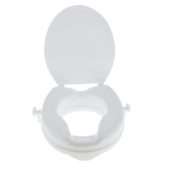 White Toilet Seat Riser Raised Safety Chair Lifter Extender with Cover