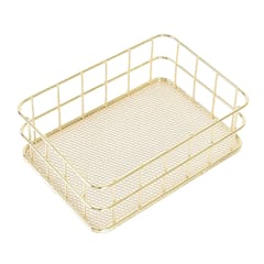 Modern Metal Gold Wire Mesh Storage Basket for Kitchen Bedroom Bathroom