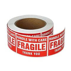 Roll of 500 Labels Handle with Care Fragile Thank You Red Shipping Stickers