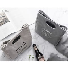 Lunch Container Cotton Tote Carry Storage Bento Bag Meal Creamy White