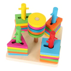 Kids Shape Sort Stacker Building Blocks Toys Wooden Geometric Montessori Toy
