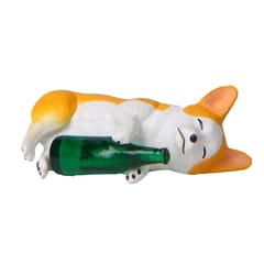 Holding Winebottle Mini Corgi Huskie Dog Figurine Decor