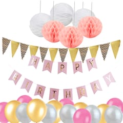 Happy Birthday Banner Set Paper Honeycomb Ball Latex Balloon Party Supplier