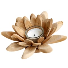 Handmade Wooden Tea Light Lotus Shape Candle Holder