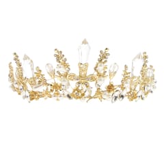 Bridal Wedding Prom Rhinestone Crystal Crown Hairband Headband Tiaras Gold