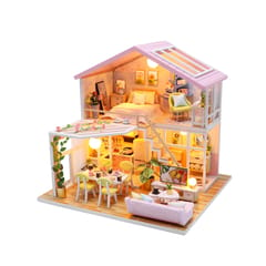Dollhouse Miniature DIY Wooden Dollhouse Kit with Furniture (Multicolor)