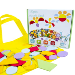 Wooden Pattern Blocks Set Geometry Shapes of Different (Multicolor)