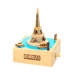 Eiffel Tower Music Box Stem-winding Musical Box Beech Wood (wood color)