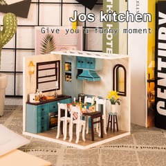 DIY Dollhouse Kit DIY Wooden Kitchen Miniature Kit Kids Gift (Multicolor)Ordinary style