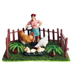 Fairy Garden Miniature Farm Dollhouse Chickens & Breeder Micro Landscape