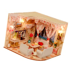DIY Dolls House Kit Wooden Miniature with Furniture LED Lights