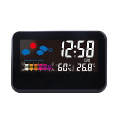 2618T Big Color Screen Weather Time Date Display Alarm Clock Black