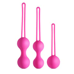 3Pcs Silicone Cunt Steel Balls Cunt Tight Exercise Trainer Pink