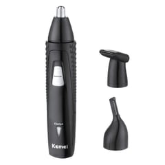 KM-309 3 in 1 Electric Rechargeable Nose / Ear Hair / Earlock Trimmer, EU Plug (Black)