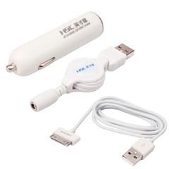 2 in 1 Universal Car Charger + Travel Charger with USB Port (White)