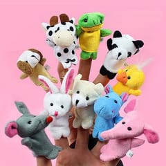 10 PCS Story Telling Kids Puppets Cute Zoo Farm Animal Cartoon Finger Plush Toy Hand Dolls, Random Color Delivery