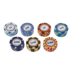100 PCS Texas Hold'em Clay Chips Professional Casino Coin (Par Value and Color Random Delivery)