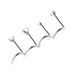 4Pcs Stainless Steel Zircon Crystal Screw Curved Nose Helix Piercing 20g