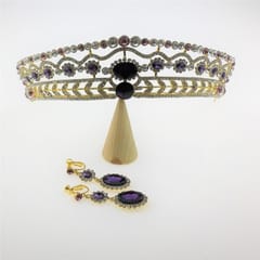 Wedding Diamante Rhinestone Baroque Tiara Crown Earrings Jewelry Set
