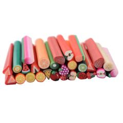 100Pack 3D Mixed Fruit Polymer Clay Stick Cane Rods Nail Art DIY Decorations