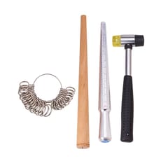 1 Set Ring Sizer Stick Mandrel Finger Gauge Hammer Measuring Jewelry Tools