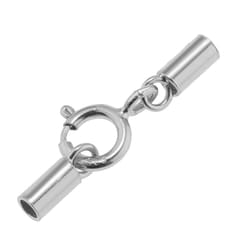 Platinum 925 Sterling Silver Cylinder Tube Cord Clasp Ends DIY Craft