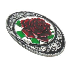 Big Red Rose Pattern Cowgirl Western Belt Buckle Woman's Gift